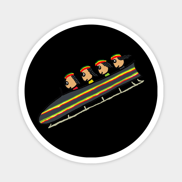 Cool Runnings Jamaican Bobsleigh Team Magnet by Mark Ewbie